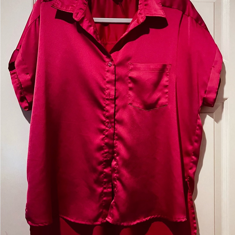 Entro Hot Pink Satin Blouse